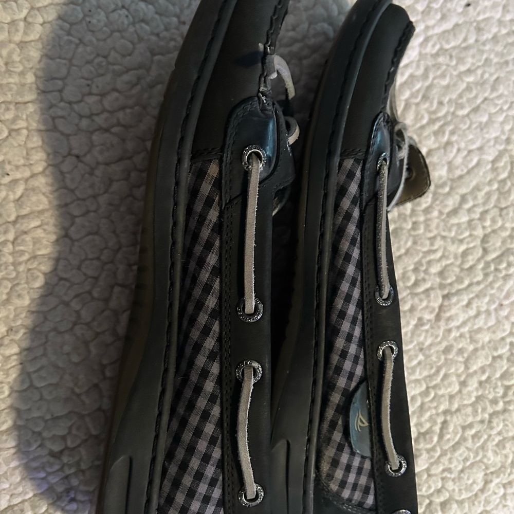 Sperry Black Loafers with Gray Laces
